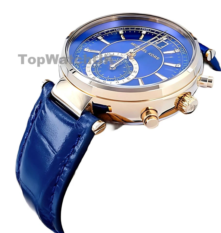 SALE MICHAEL KORS MK2425 SAYER BLUE STRAP BLUE DIAL WATCH BRAND NEW IN BOX - Image 4 of 4
