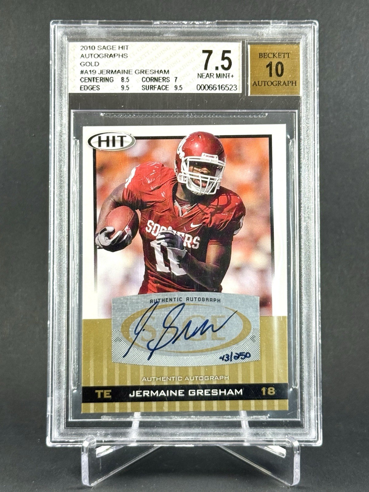 Jermaine Gresham SA-GE Hit Autographs #A19 Gold