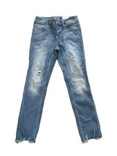 NWT Justice Girls Distressed Denim Mid Rise Blue Jeans Size 10 Super Skinny