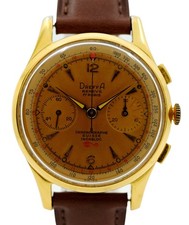 Orologio Svizzero Dreffa 37mm Uomo Vintage Cronografo Manuale Valjoux 92 Placcato Oro!