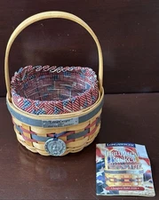 Longaberger 1997 Inaugural Basket, Liner, Protector and Tie On