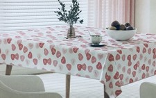 Valentine's Day Red Pink Love Heart Vinyl Flannel Back Tablecloth Various Size