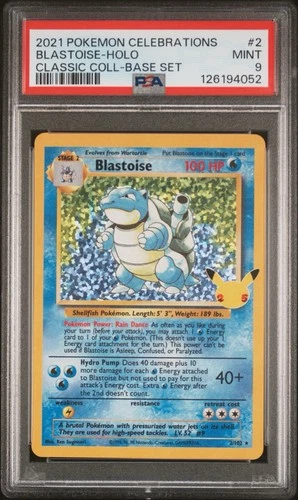 Blastoise 2/102 PSA 9 Mint Holo Base Set Celebrations Pokemon Card 🔥🔥