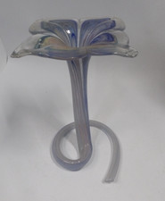 MCM Murano Stem Hand-Blown Glass Vase Petal Swirl Art Flower Vase Vintage