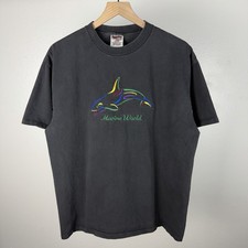 Camiseta de Turista Ballenas Bordada Puntada Única Mundo Marino De Colección Talla XL