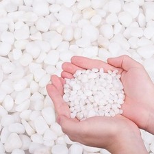 2.0 LB White Aquarium Gravel Pebbles 3/8", Natural Decorative Aquarium Substrate