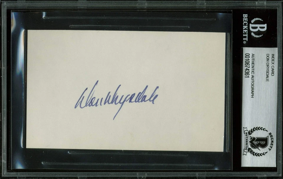 Dodgers Don Drysdale Authentic Signed 3x5 Index Card Autographed BAS Slabbed - Image 3 of 3