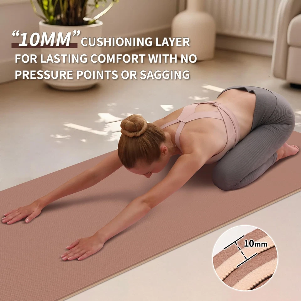 Estera de Yoga Antidesgarro Antidesgarro, Extra Gruesa-2/5 Pulgadas (10MM) Alta Resiliencia Profesional... Foto 4 de 4