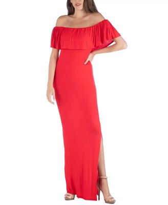 24seven Comfort Apparel Women's Dress Sz XL Off Shoulder Ruffle