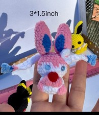 Handmade Crochet Eevee Plush Mini Pokemon Amigurumi Cute Keychain Bag Charm New