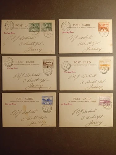 Jersey FDC's x6, 1943, On Postcards, Highly Collectable