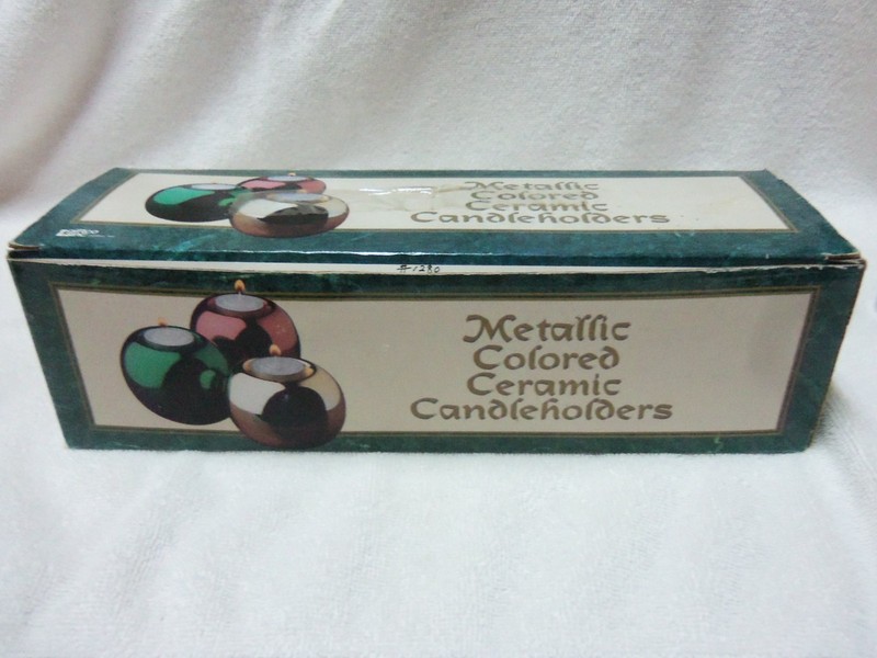 Metalic Ceramic-- Candle Holders--Displays Very Nice--Comes with Candles