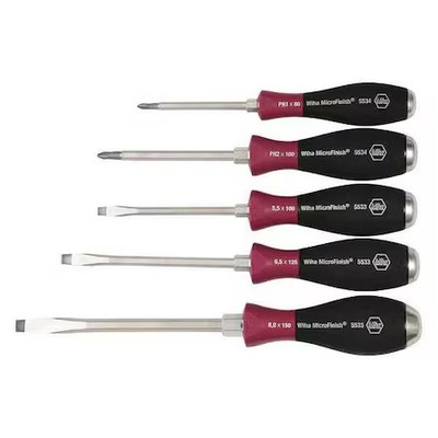 Wiha 53390 Demo Screwdriver Set, Slotted/Phillips, 5 Pcs