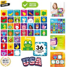 Memory Matching Game, 72 PCS First Words Matching Cards for Toddlers 36 Pairs...