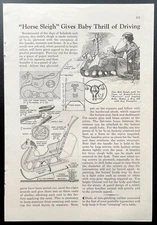 “Horse Sleigh Gives Baby Thrill of Driving” 1936 HowTo Build PLANS Carriage Sled