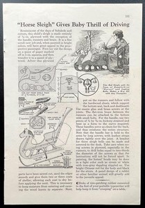 “Horse Sleigh Gives Baby Thrill of Driving” 1936 HowTo Build PLANS Carriage Sled