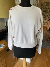 *INGMARSON* Stella Cropster Wave terry top, cream, strawberries, size M, organic