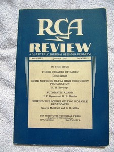 Jan 1937 RCA REVIEW Journal of RADIO PROGRESS Ultra High Frequency Broadcasts