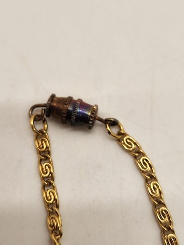 Vintage Goldette Costume Gold Tone Victorian Revival Necklace Amber Pendant - Picture 12 of 14