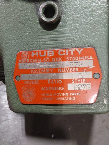 HUB CITY 0221-04365-572 Right Angle Gearbox, 50:1 Ratio - 第 2/4 張圖片