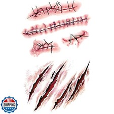 20 Sheets Halloween Body Face Scar Realistic Temporary Tattoos Stickers Horro