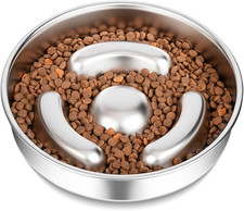 Slow Feeder Dog Bowl Stainless Steel 8-Inch Diameter Dog Slow Feeder Bowl Heavy
