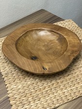 Natural Rustic Solid Wood Fruit Bowl 11 Diameter, 2 Tall.