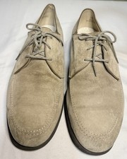 Vintage Hush Puppies Unisex Tan Suede Oxfords Lace Loafer Shoes Made In USA