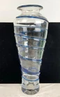 Blenko Handmade Glass Large Vase in Blue Swirl Hank Adams Design