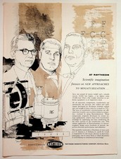 Raytheon Vintage Magazine Ad 1950s Electronics Miniaturization Scientists