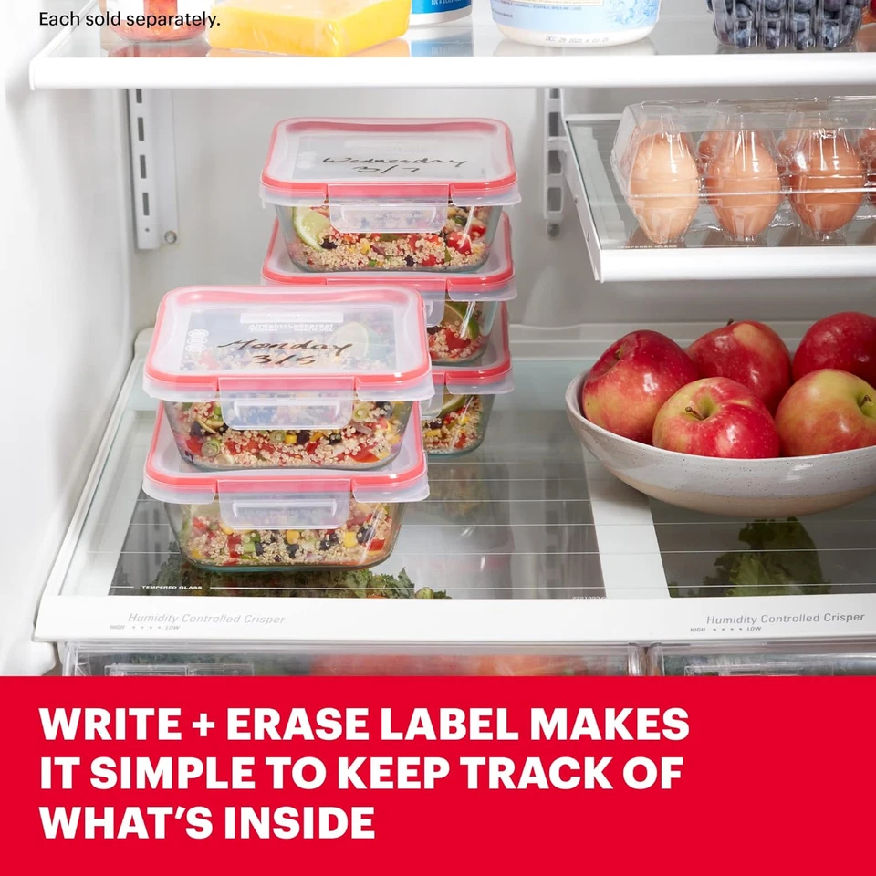 Pyrex Freshlock Glass Food Storage Container, Airtight & Leakproof Locking Lids, - Image 3 of 4