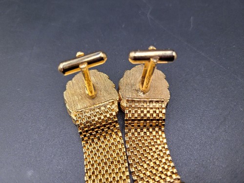 Cameo Cufflinks The Kiss Red Gold Tone Mesh Wrap Greek Mythology Mid Century 60s - Picture 7 of 10