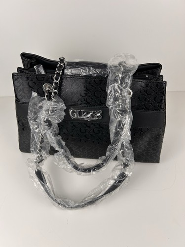 NEU GUESS Handtasche Beuteltasche Damen schwarz geprägtes Kunstleder - Bild 3 von 8