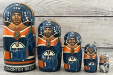 Edmonton Oilers Hockey Sport Doll 7.08" Hand Painted Ukrainian Nesting Doll