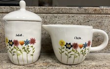 Rae Dunn Blooming Flowers Creamer And Sugar Bowl With Lid Set
