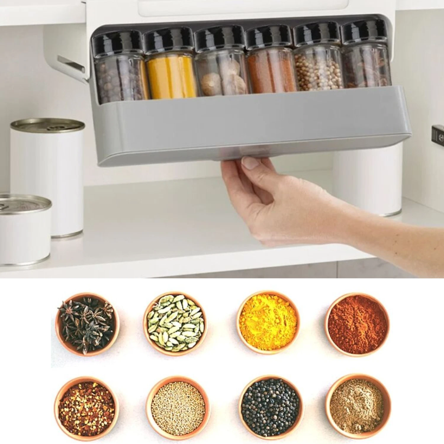 Spice Organizer Rack Pack With Bottles for Kitchen Cabinet Storage Seasoning - Picture 1 of 14