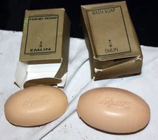 2X Vtg EMLIN FRENCH MILLED BATH & HAND BAR SOAP in Box, for Hyatt