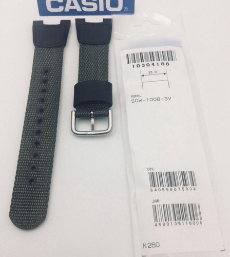 CASIO Band 10304188 Nylon/Leather TWIN SENSOR SGW-100B,SGW100B-3V,SGW-100,SGW100 - Picture 2 of 9