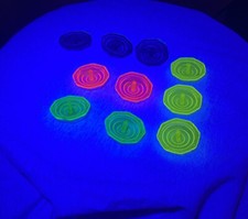 10 Vintage Spinning Tops Bright colors  Plastic Colorful Glory Uranium  