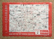 Vintage 1950s Coors Brewing Company Placemat - Map of Colorado
