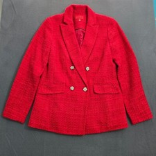 Talbots Women 4 Red Ribbon Tweed Button Single Breasted Lined Blazer