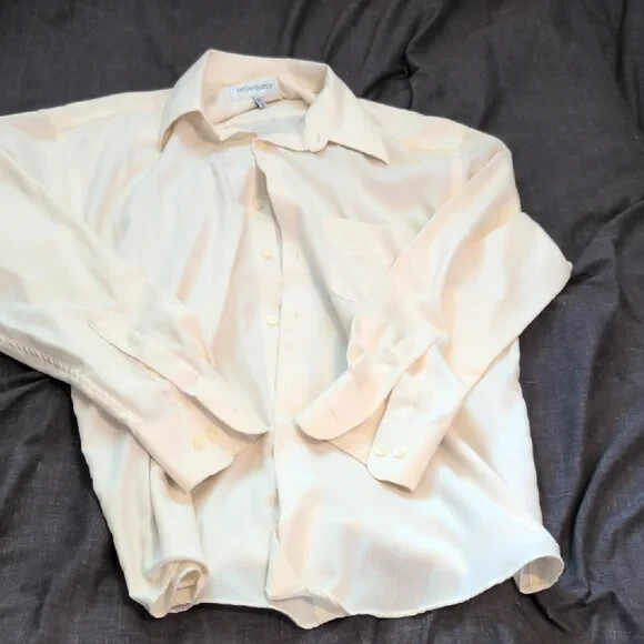 Autentica camicia abito Yves Saint Laurent YSL bianco crema taglia M (vendita al dettaglio 850 00!)