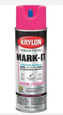 6-Krylon Mark-It 732308 Industrial WB Fluorescent Pink Inverted Marking Paint