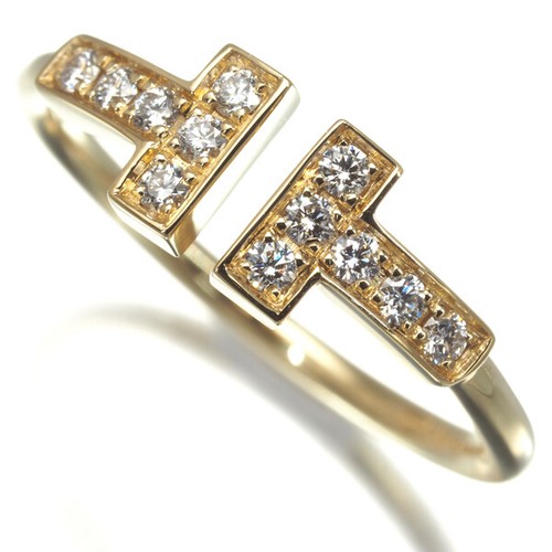 Auth Tiffany&Co. Ring Tiffany T Wire Diamond US5.25-5.5 18K 750 Yellow Gold