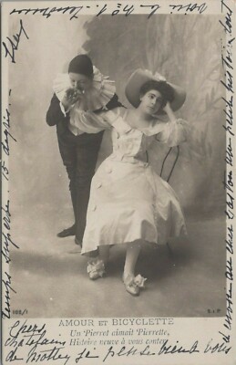 Amour Et Bicyclette Postcard French Real Photo RPPC