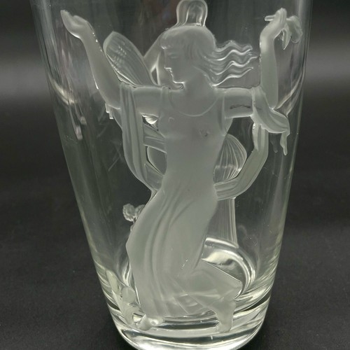 Verlys Art Deco Crystal Glass Vase Signed Carl Schmitz Dated 1940 Raised Seasons - Picture 12 of 22