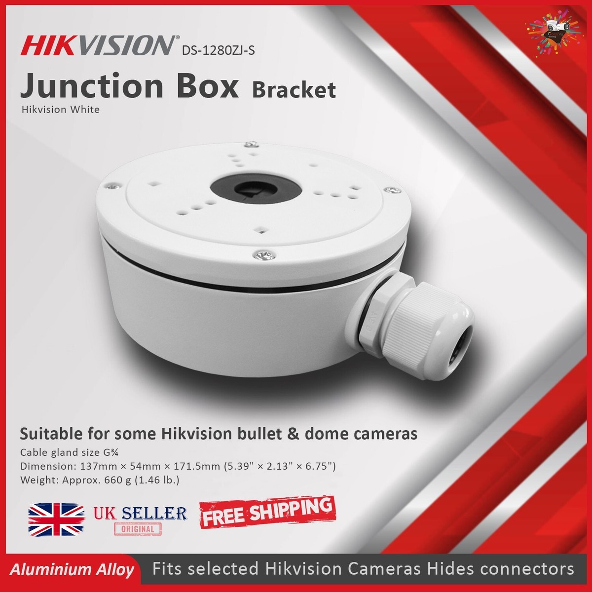HIKVISION DS-1280ZJ-S White Waterproof Junction Box for Bullet