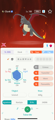  Pokemon Glurak Shiny Gigadynamax IV6 deutsch - Pokemon Home - Schwert/Schild 