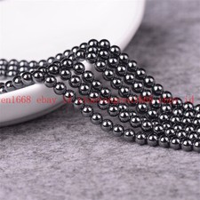 Hematite Smooth Gemstone Round Loose Beads 6mm 8mm 10mm 15'' Strand