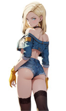 Android 18 DBZ Waifu Weatherproof Anime Sticker 6" Car Decal